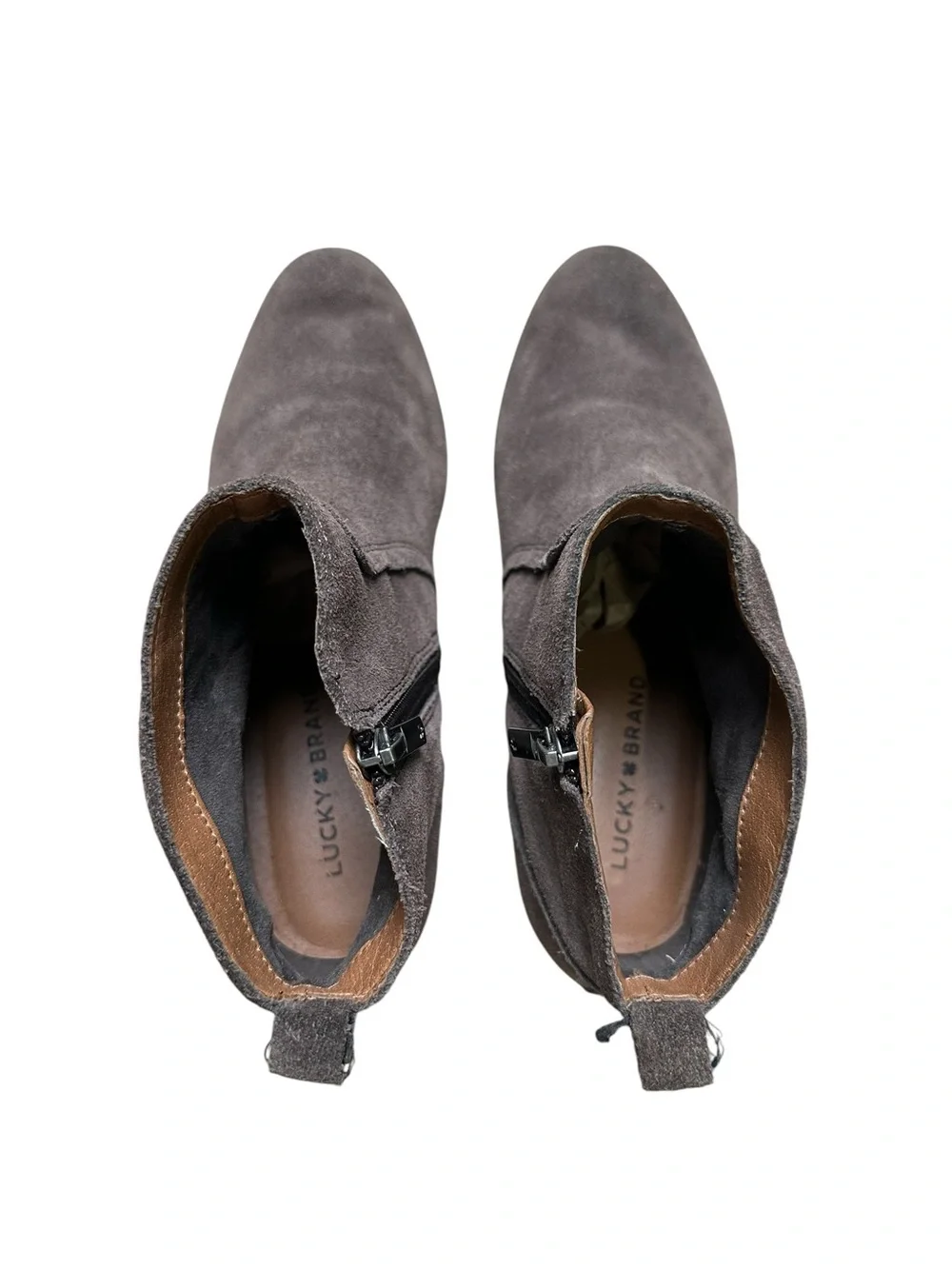 Lucky Brand Women’s 8 Gray Suede Low Heel Ankle Boot